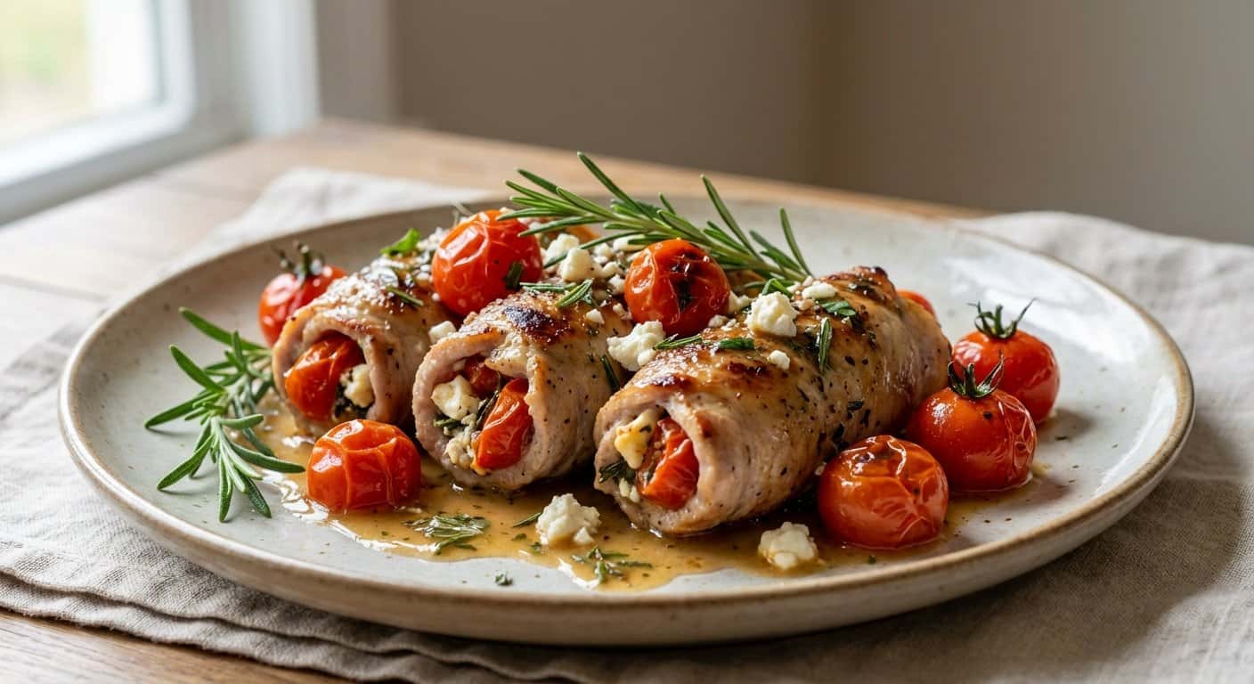 Rollitos de Cerdo con Tomate Cherry y Hierbas Frescas