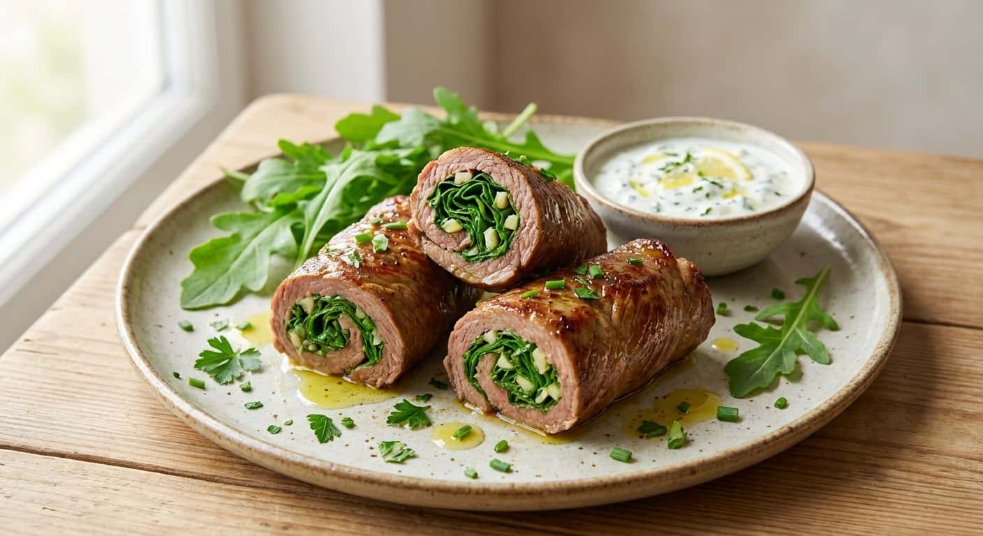 Rollitos de Ternera Rellenos de Rúcula
