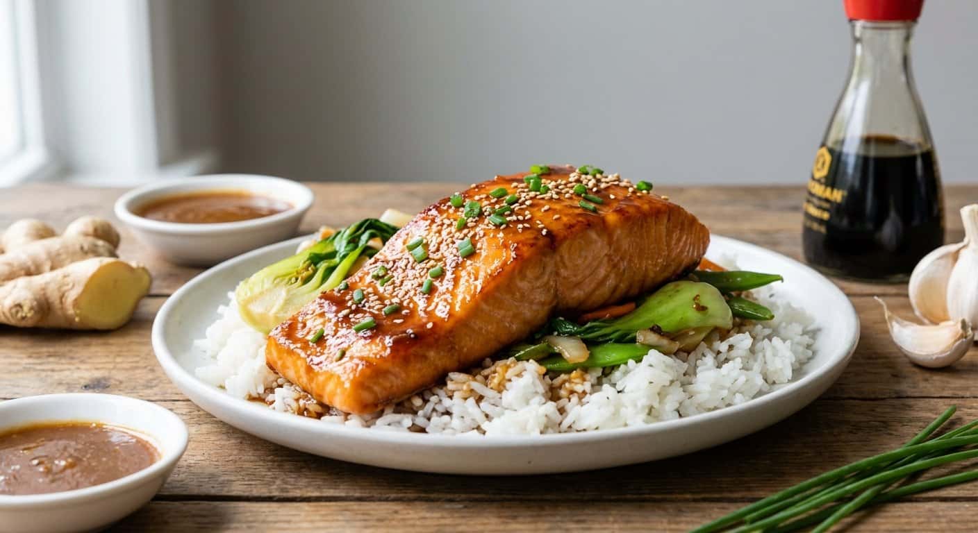 Salmón Teriyaki con Salsa de Miso y Jengibre