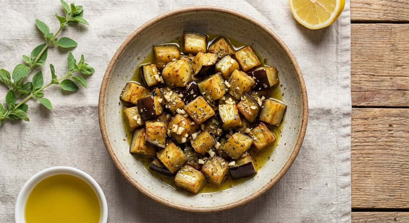 Salteado de Berenjena con Ajo y Orégano