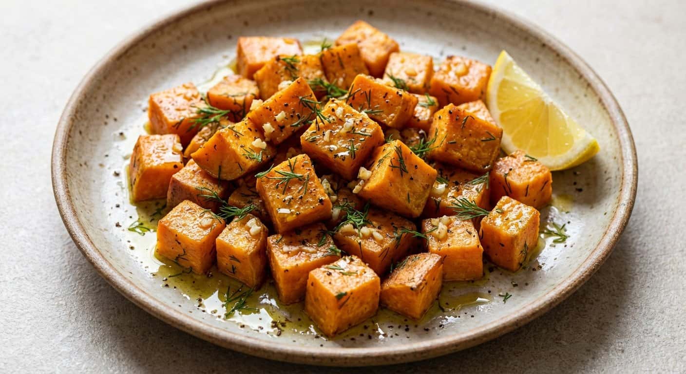 Salteado de Boniato con Ajo y Eneldo