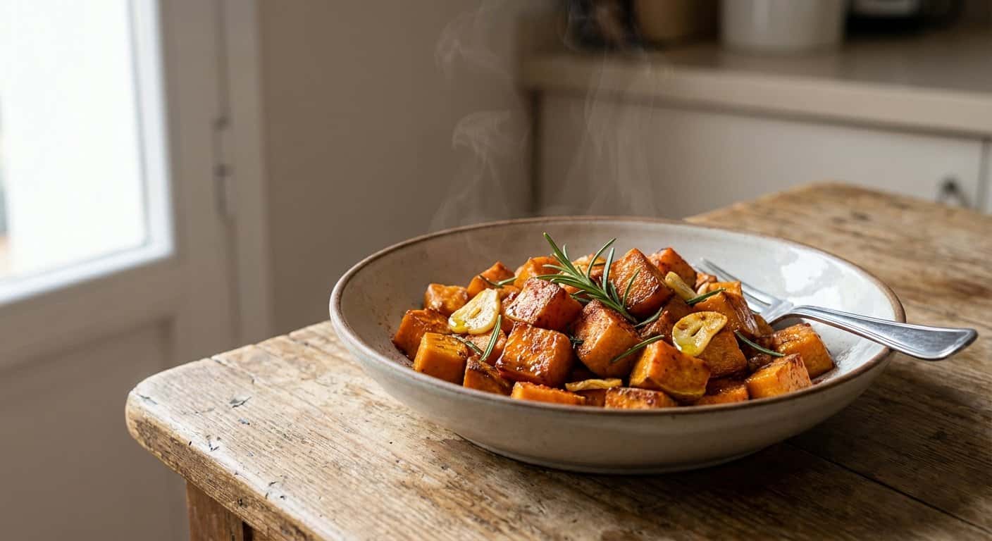 Salteado de Boniato con Ajo y Romero