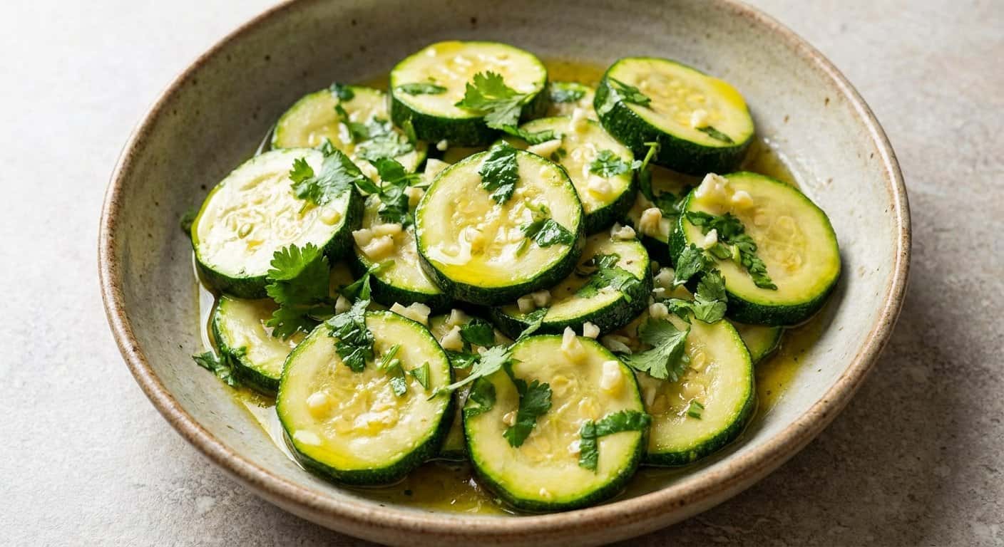 Salteado de calabacín con ajo y cilantro