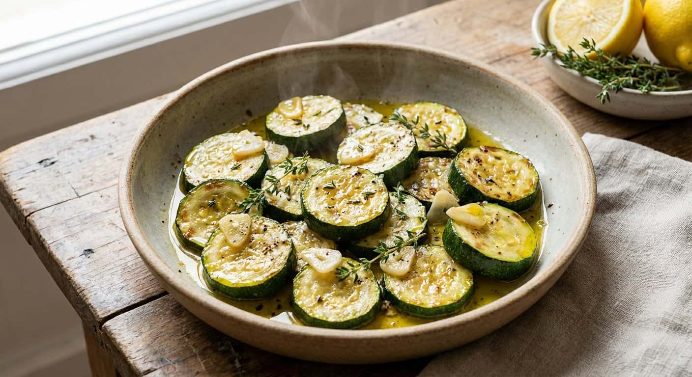 Salteado de calabacín con ajo y tomillo