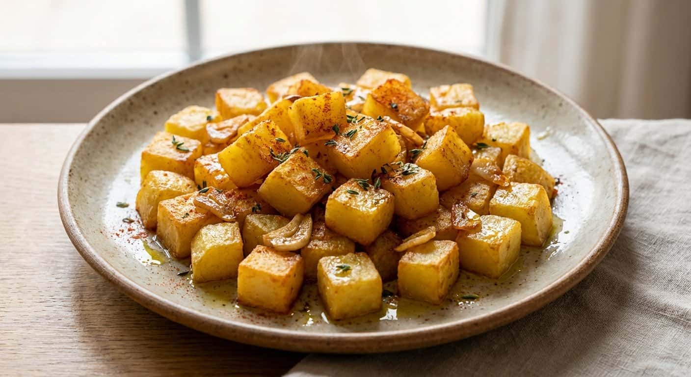 Salteado de patata con ajo y tomillo