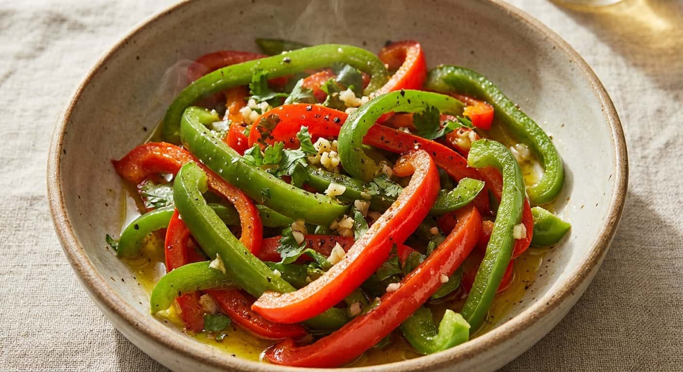 Salteado de Pimiento con Ajo y Cilantro