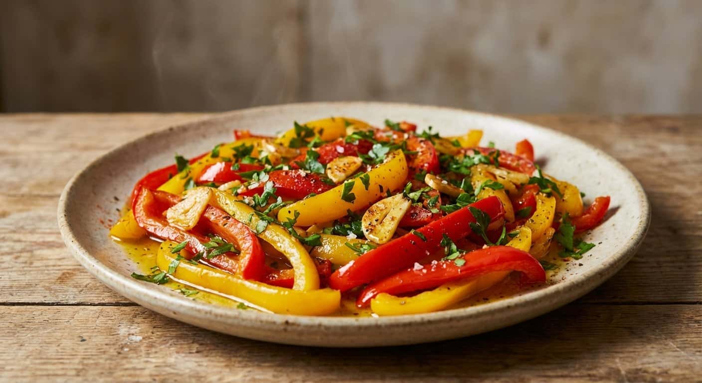 Salteado de Pimiento con Ajo y Perejil