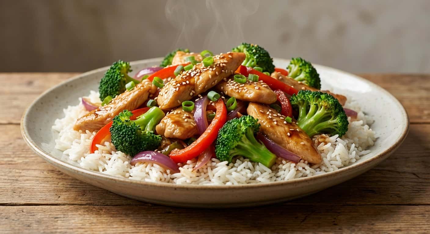 Salteado de Pollo con Brócoli y Arroz Basmati