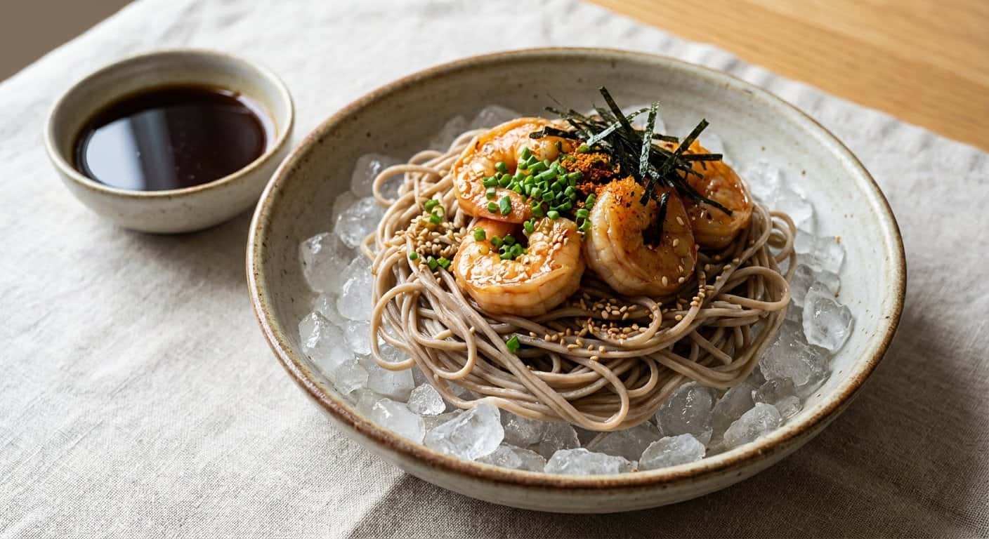 Soba Fría con Gambas y Salsa Ponzu
