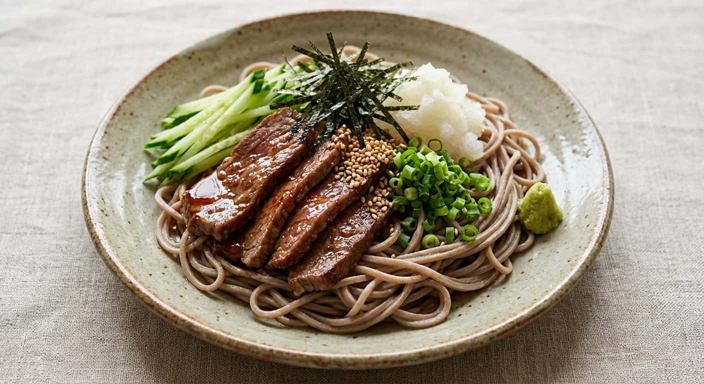 Soba Fría con Ternera y Salsa Tare