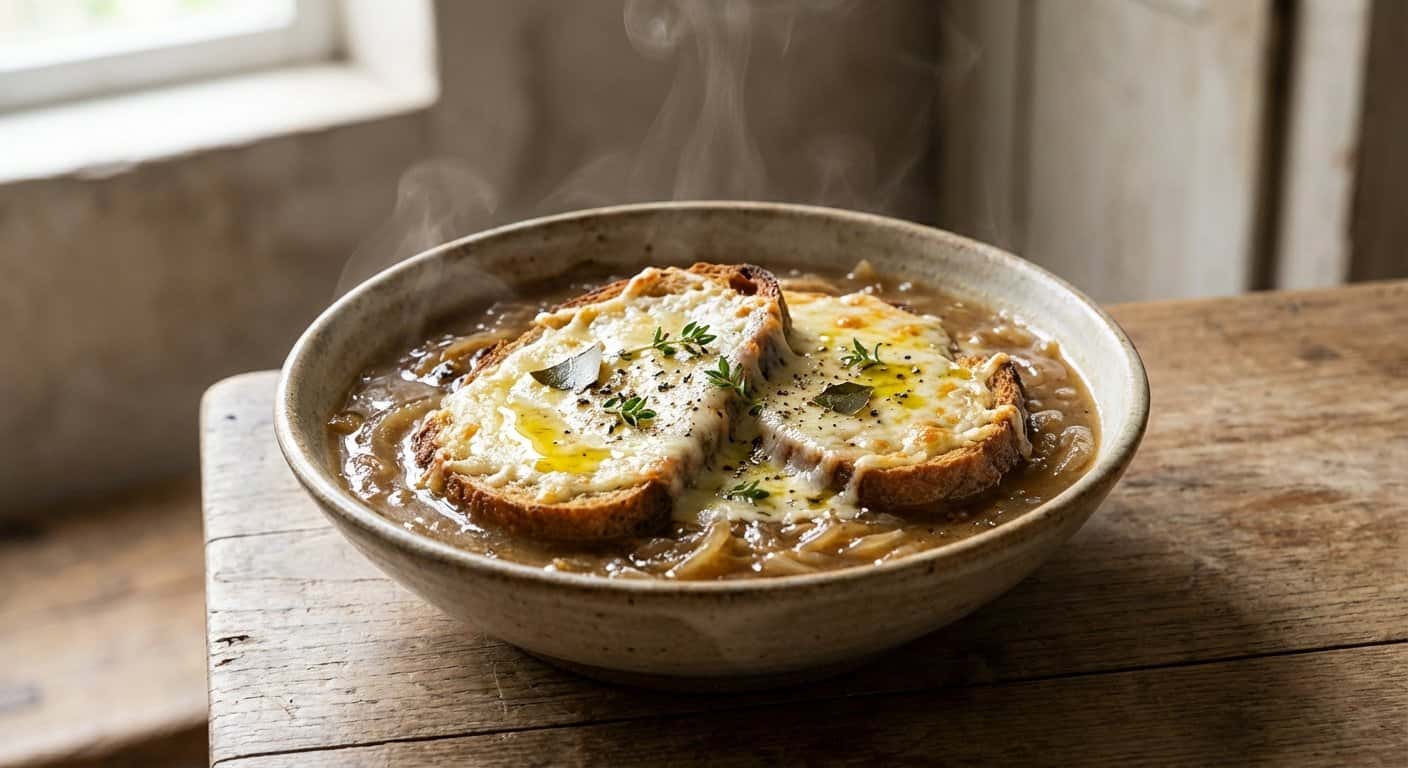 Sopa de Cebolla Gratinada Reinterpretada