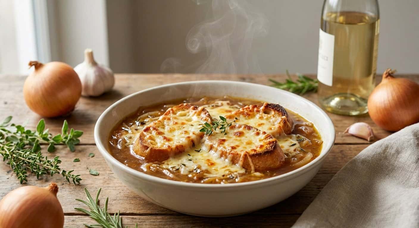 Sopa de Cebolla Provenzal con Vino Blanco
