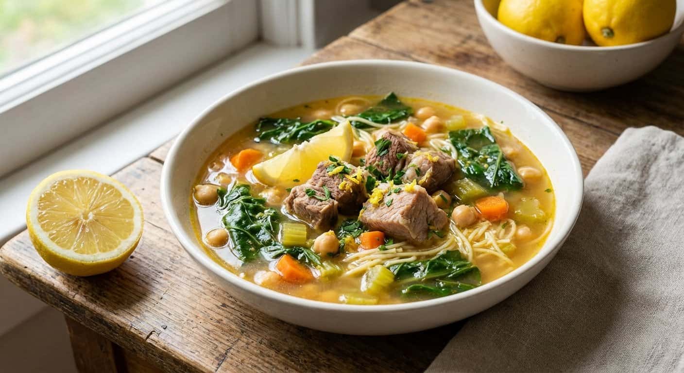 Sopa de Cerdo con Acelgas y Limón