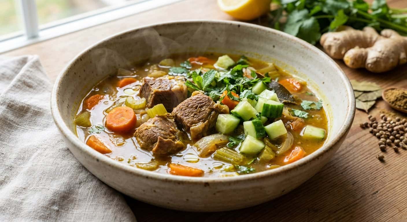 Sopa de Cerdo con Especias y Pepino