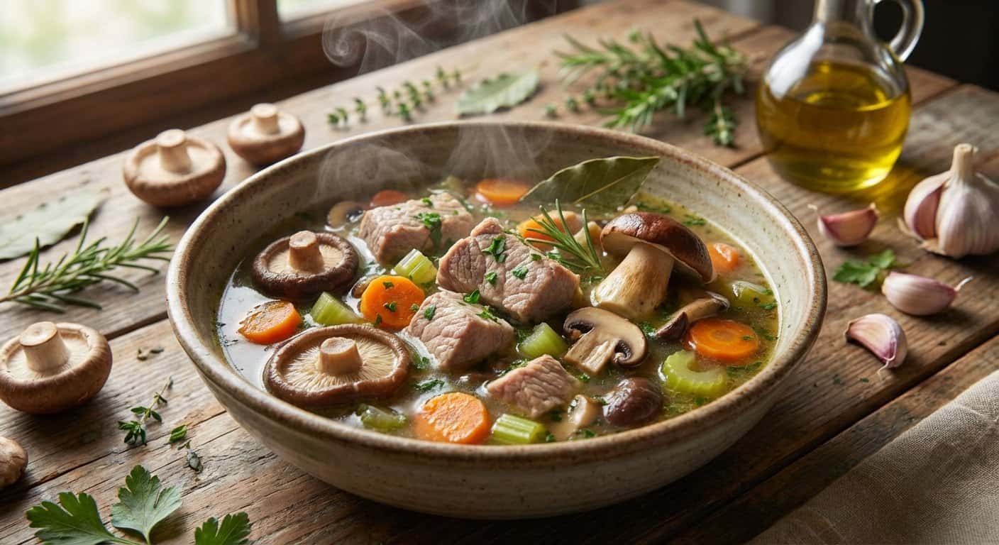 Sopa de Cerdo con Setas y Especias