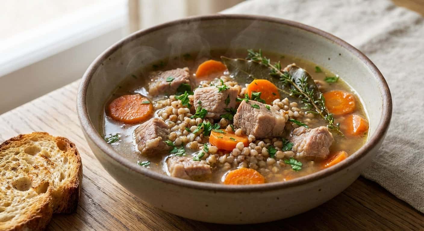 Sopa de Cerdo con Zanahoria y Trigo Sarraceno