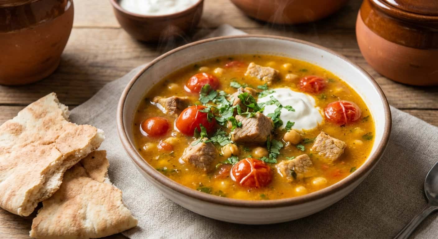 Sopa de Cerdo Marroquí con Tomate Cherry