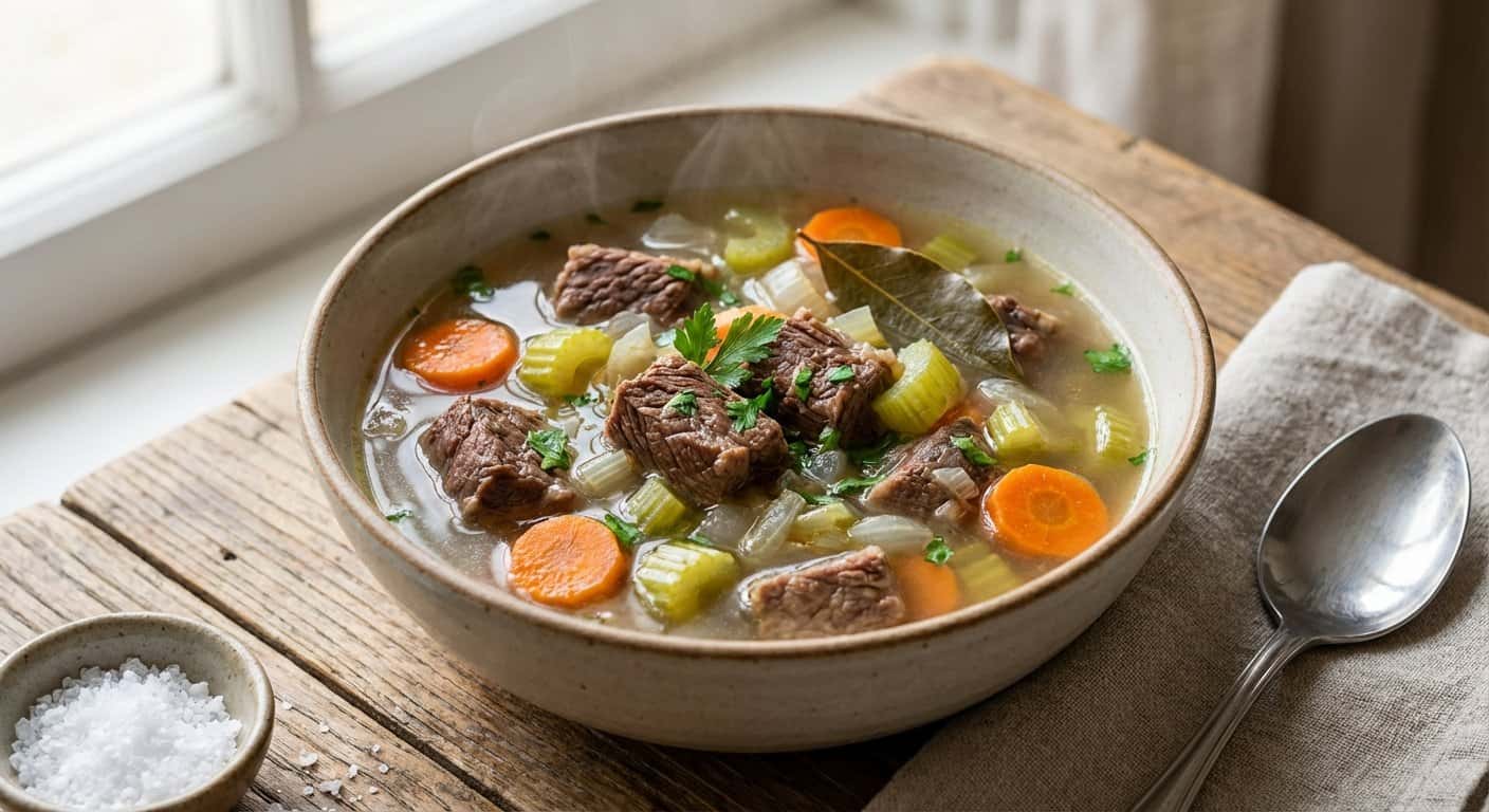 Sopa Ligera de Ternera con Apio