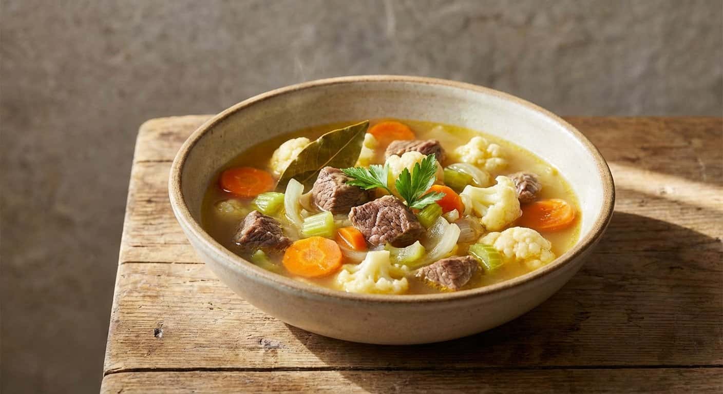 Sopa Ligera de Ternera con Coliflor