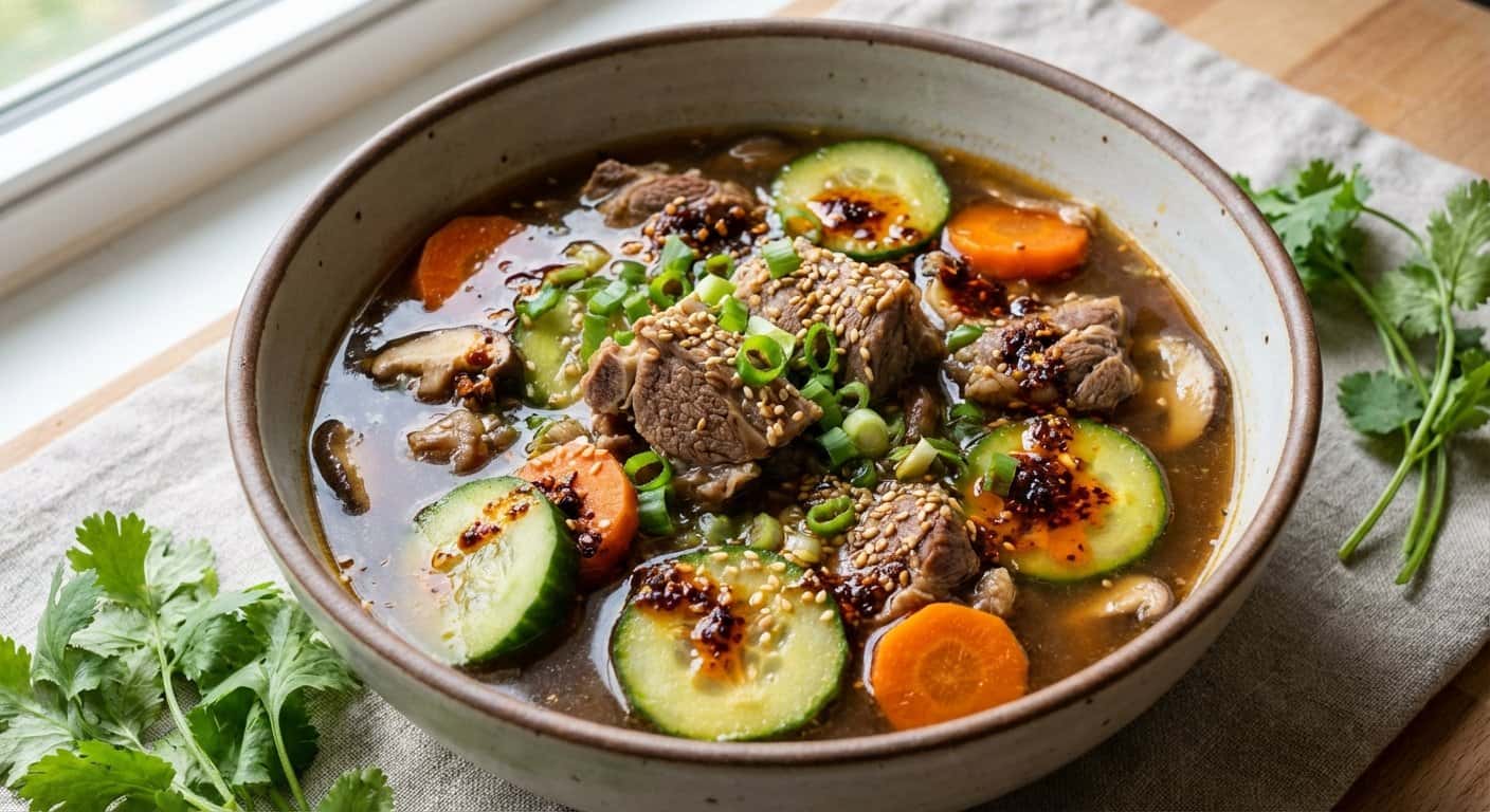 Sopa Shanghainesa de Cordero con Pepino