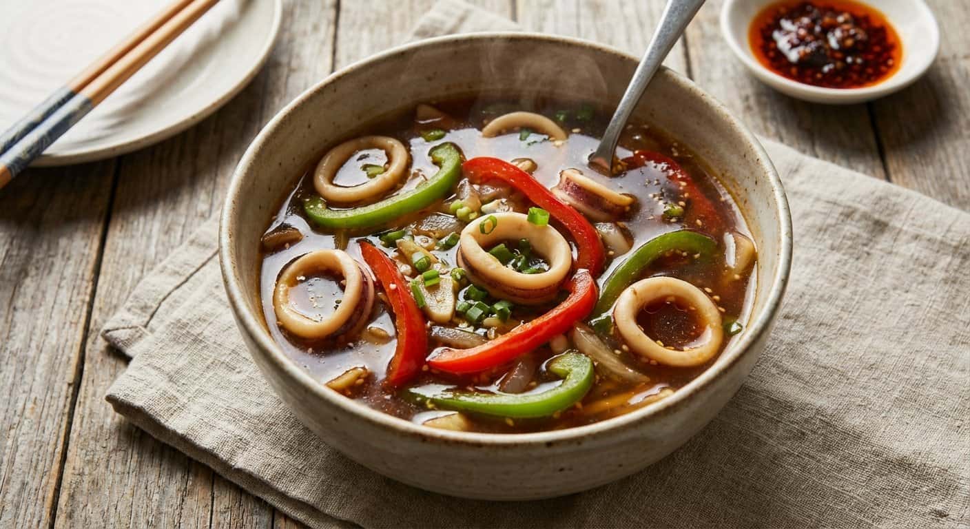 Sopa Taiwanesa de Calamar con Pimiento