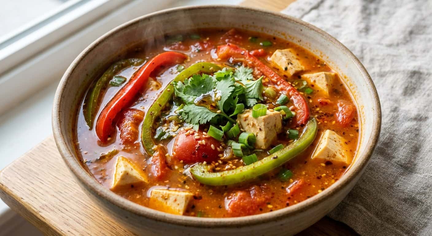 Sopa Xinjiang de Tofu con Pimiento