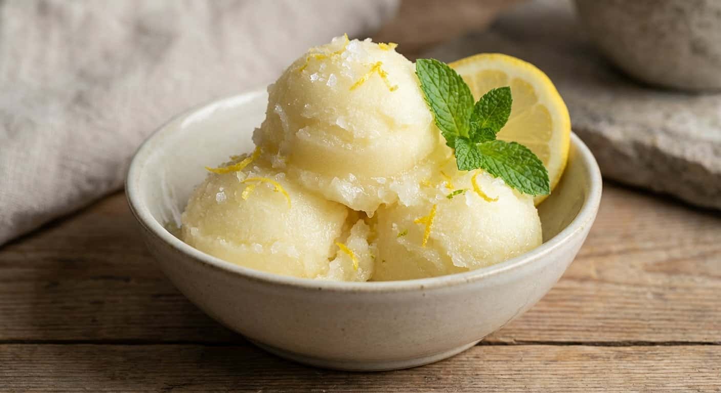 Sorbete de Limón y Yuzu con Sal Marina