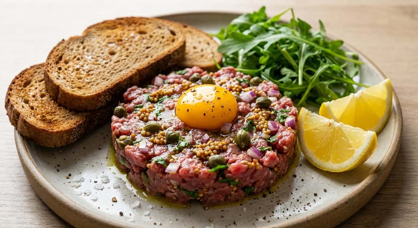 Steak Tartar con Alcaparras y Mostaza Antigua