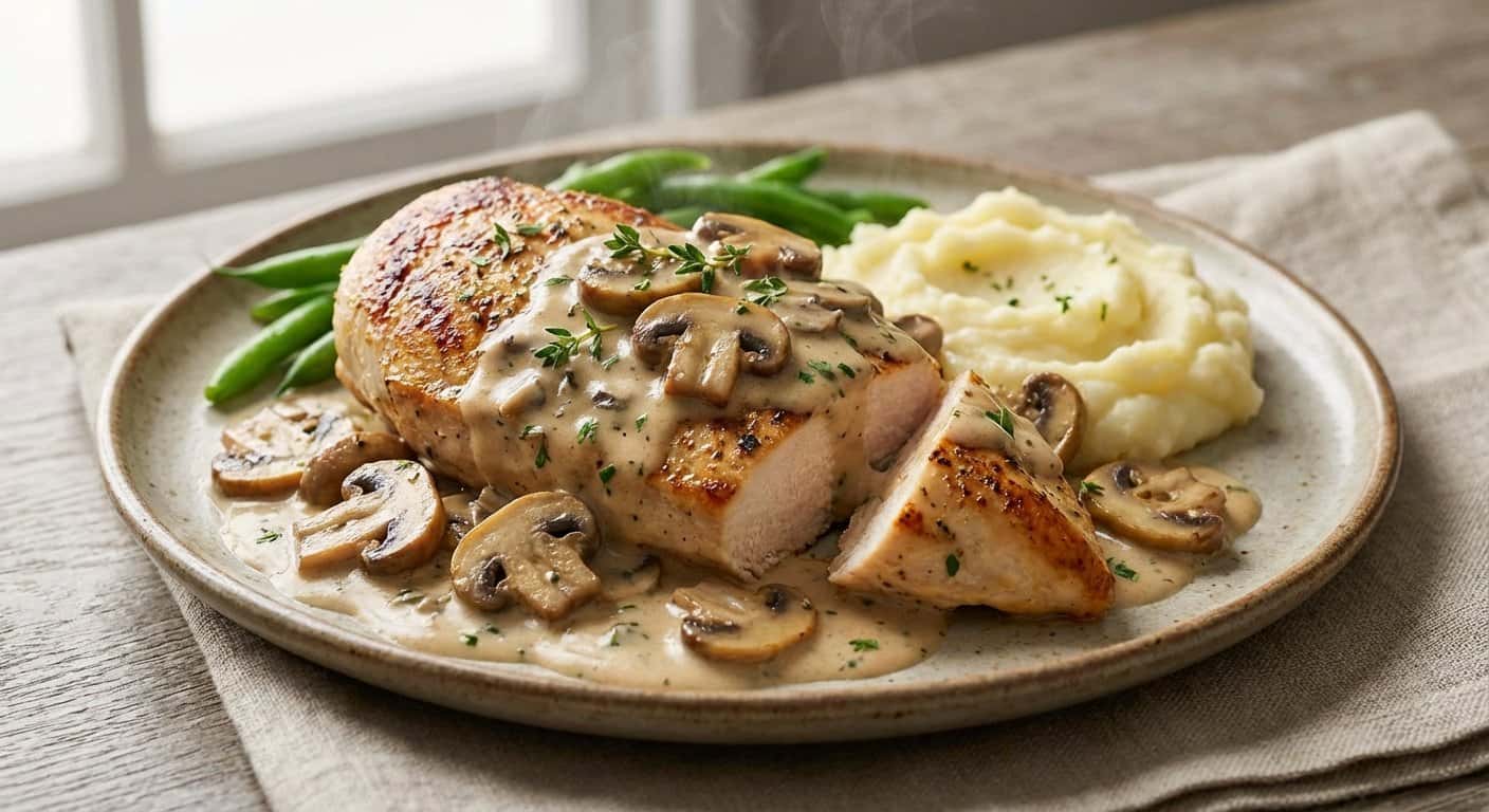 Suprema de Pollo a la Crema de Champiñones