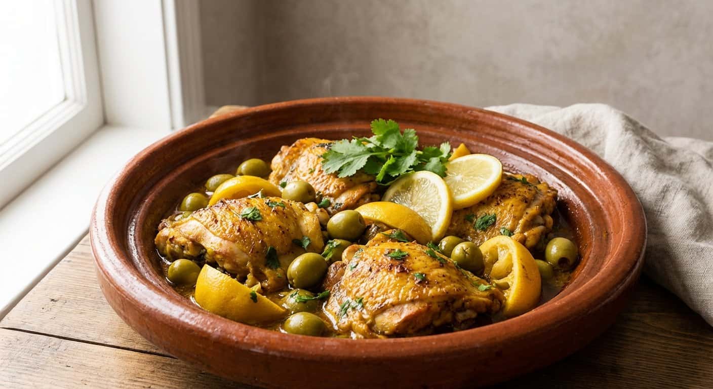 Tajine de Pollo con Limón y Aceitunas