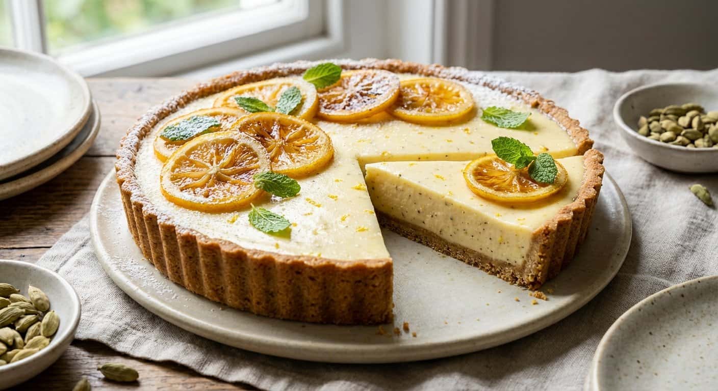 Tarta de limón y cardamomo