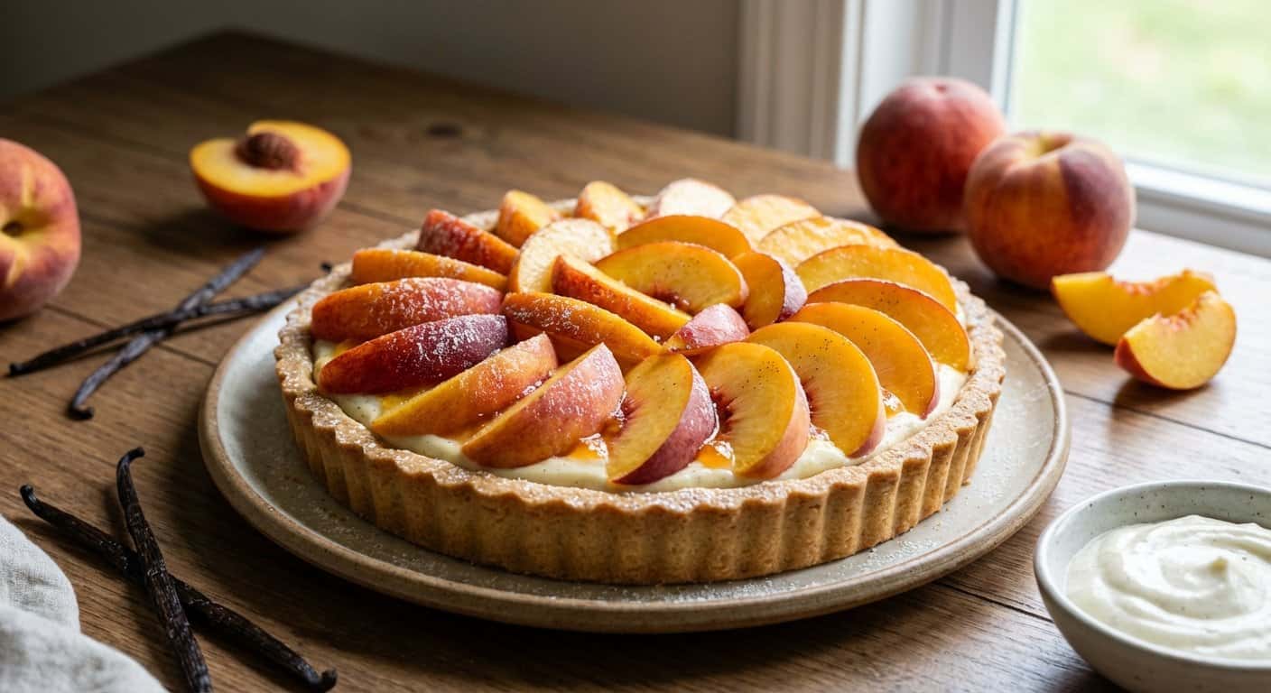 Tarta de Melocotón y Vainilla