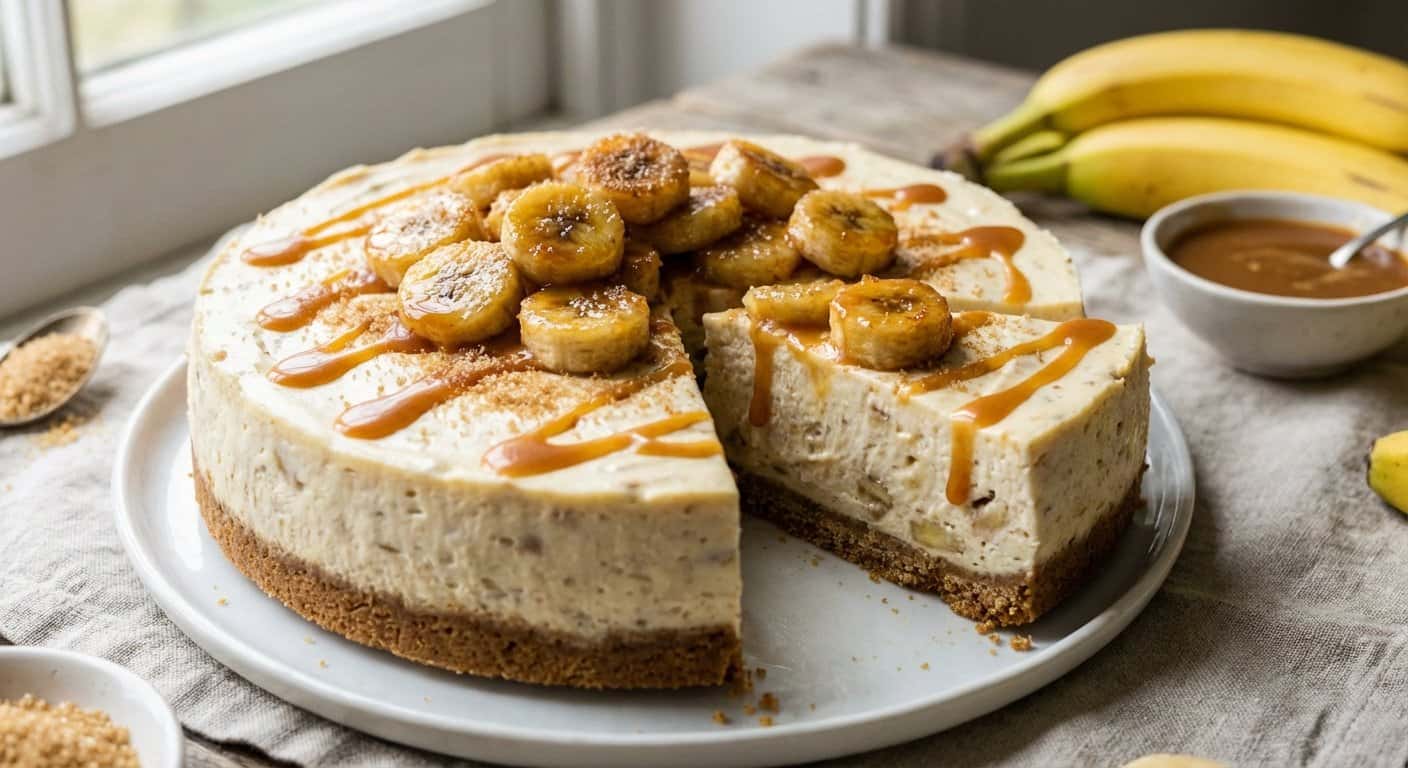 Tarta de queso y plátano