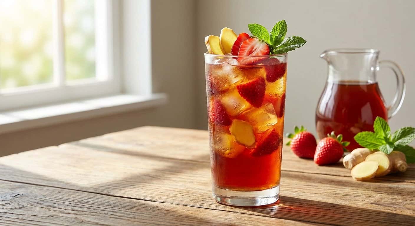 Té Frío de Jengibre y Fresa