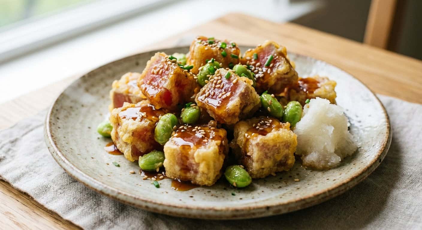 Tempura de Edamame y Atún con Salsa Teriyaki