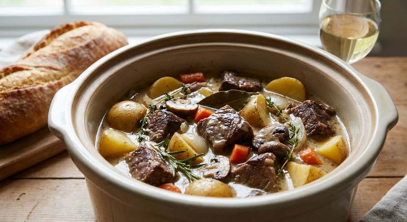 Ternera Bourguignon con Patatas al Vino Blanco en Slow Cooker