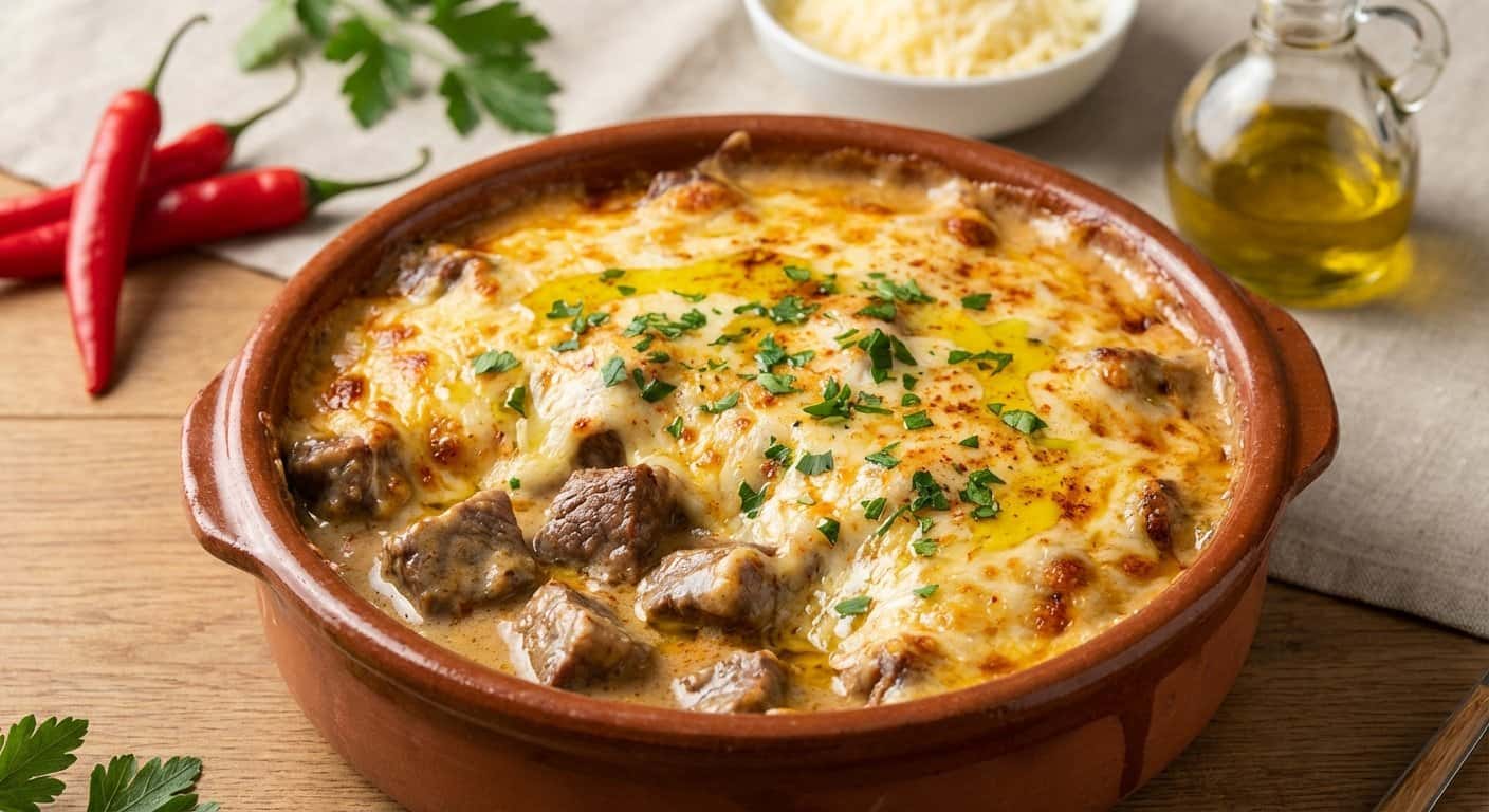 Ternera con Queso Gratinado Picante