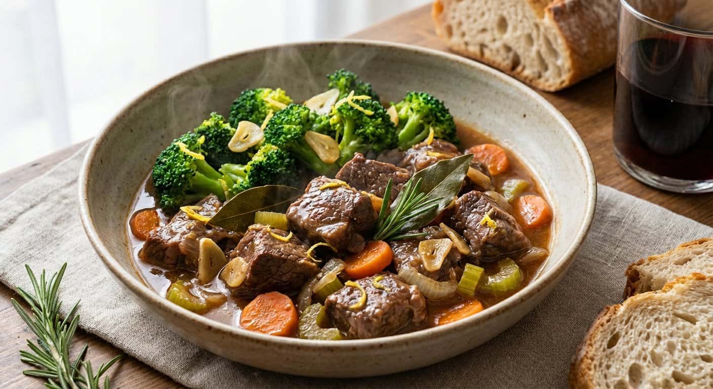 Ternera Guisada Ligera con Brócoli y Romero