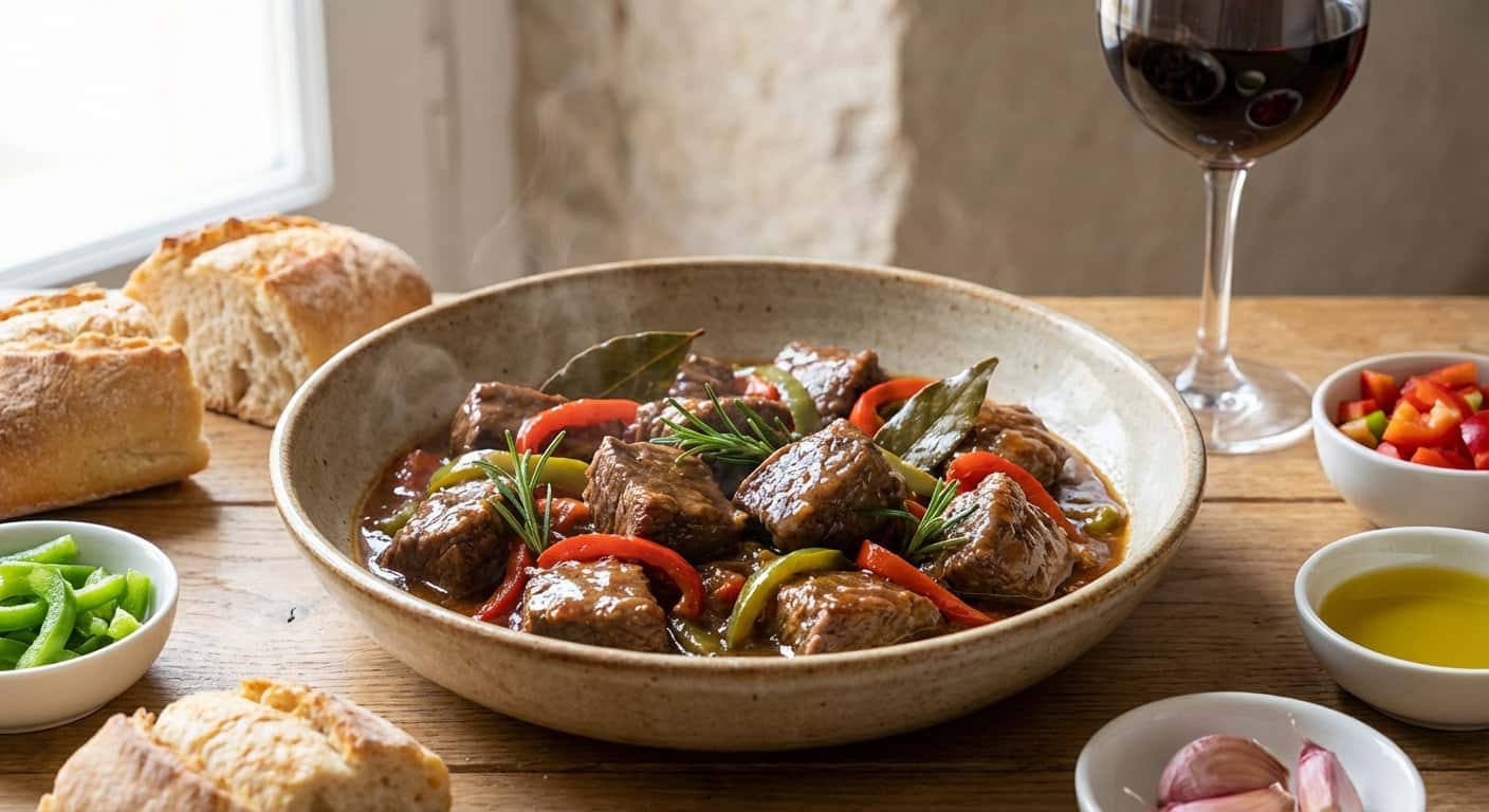Ternera Guisada Ligera con Pimientos y Romero