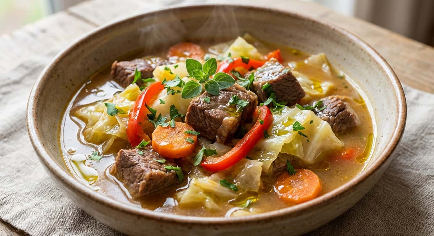 Ternera Guisada Ligera con Repollo y Orégano