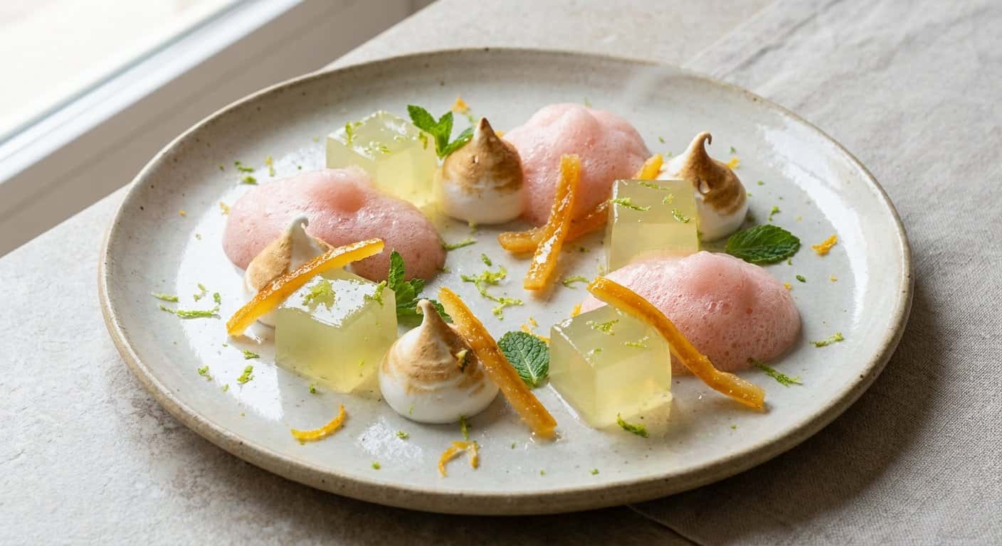 Texturas de cítricos y merengue