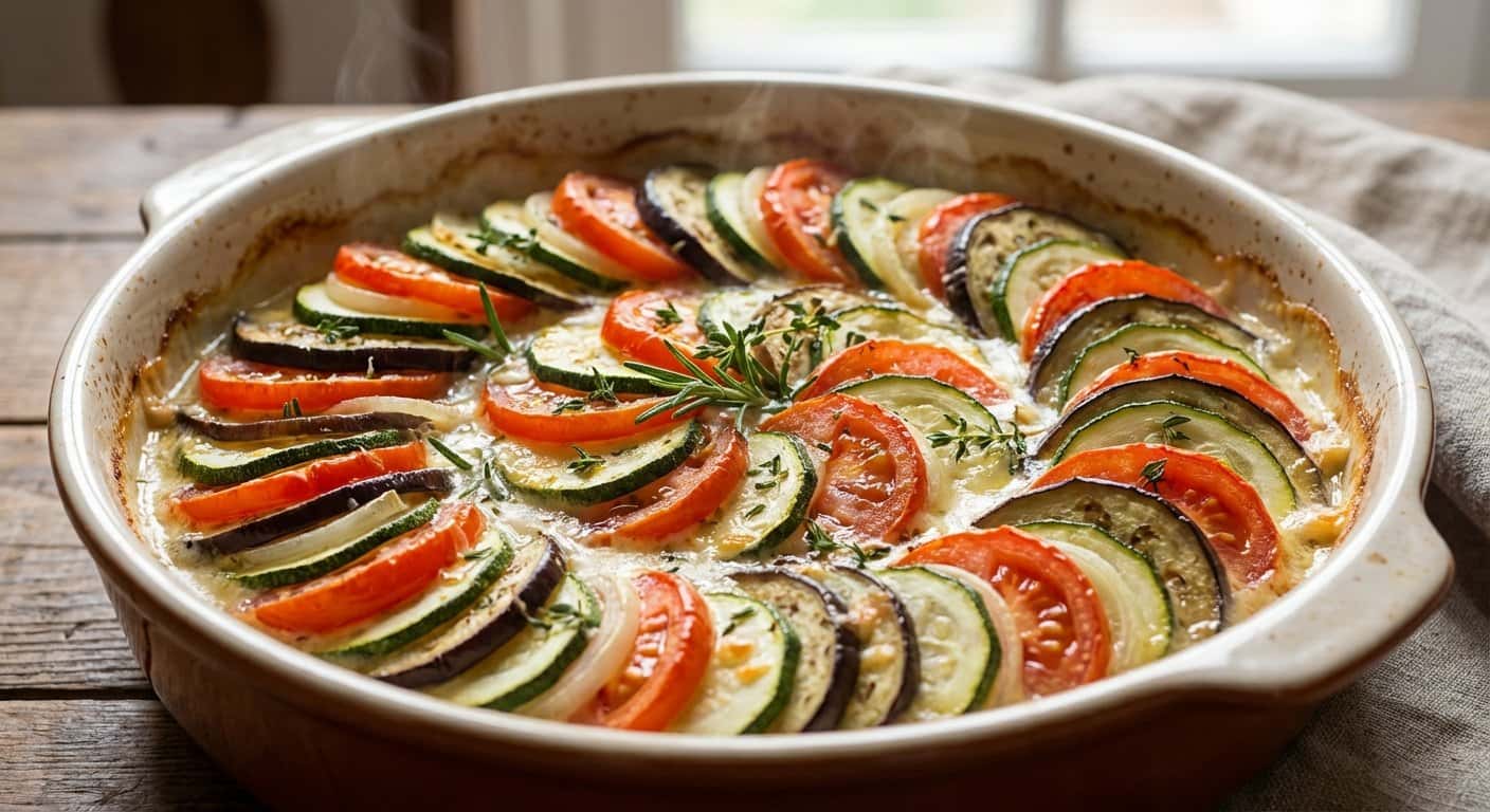 Tian Provenzal Bretón con Vino Blanco