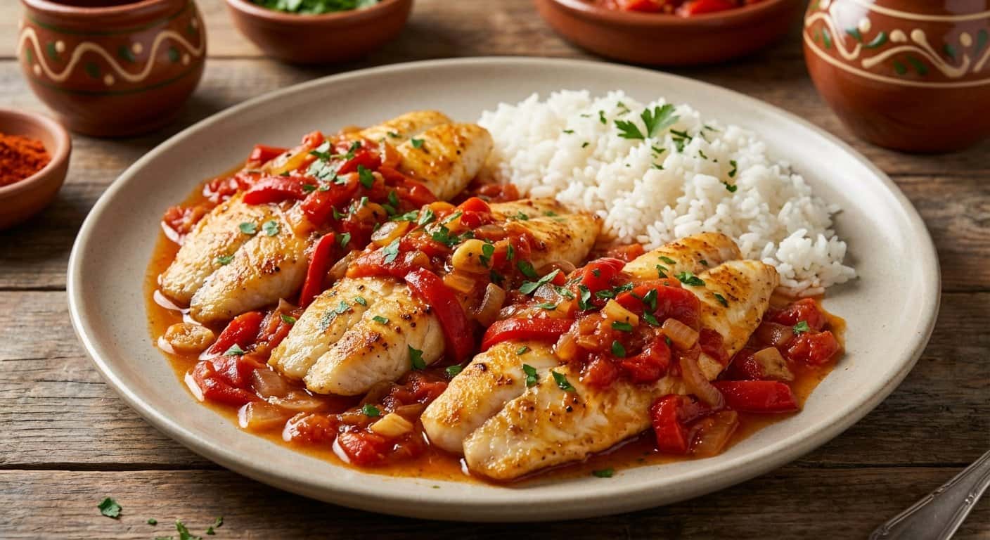 Tilapia a la Bilbaína con Arroz Blanco