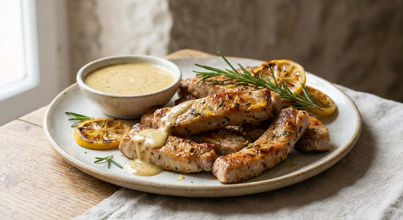 Tiras de Lomo de Cerdo al Horno con Romero y Limón