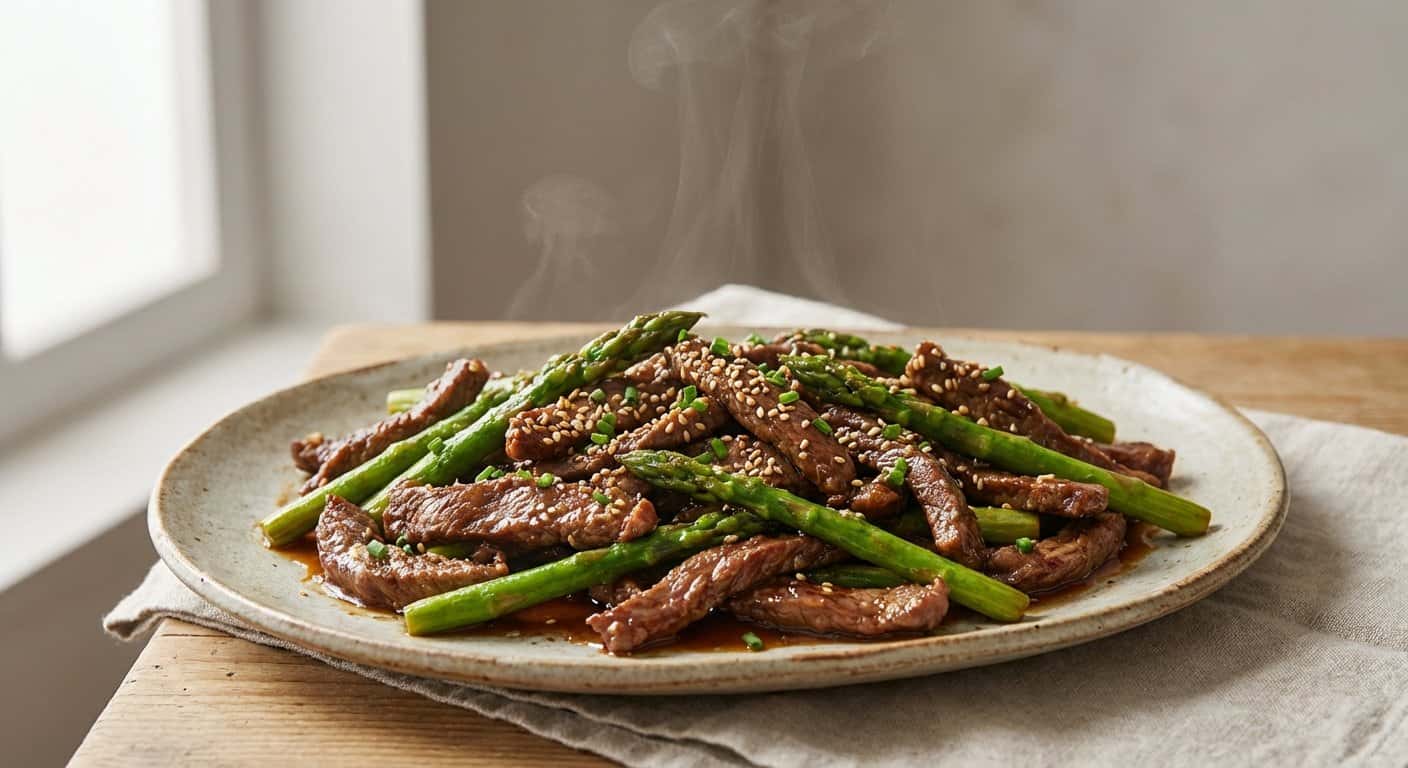 Tiras de Ternera Salteadas con Espárragos