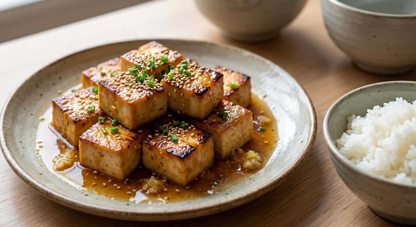 Tofu a la plancha con salsa ponzu