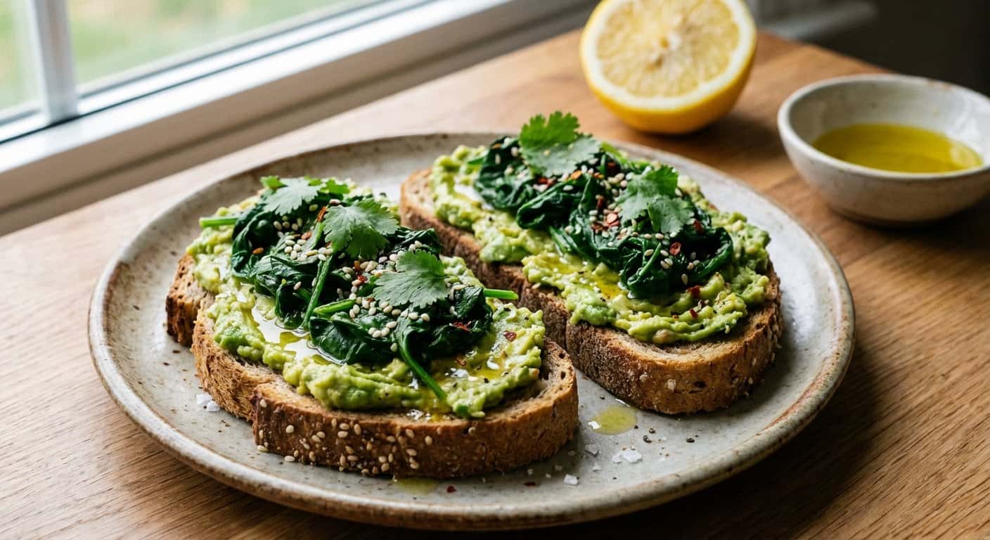 Tostada de Aguacate con Espinacas