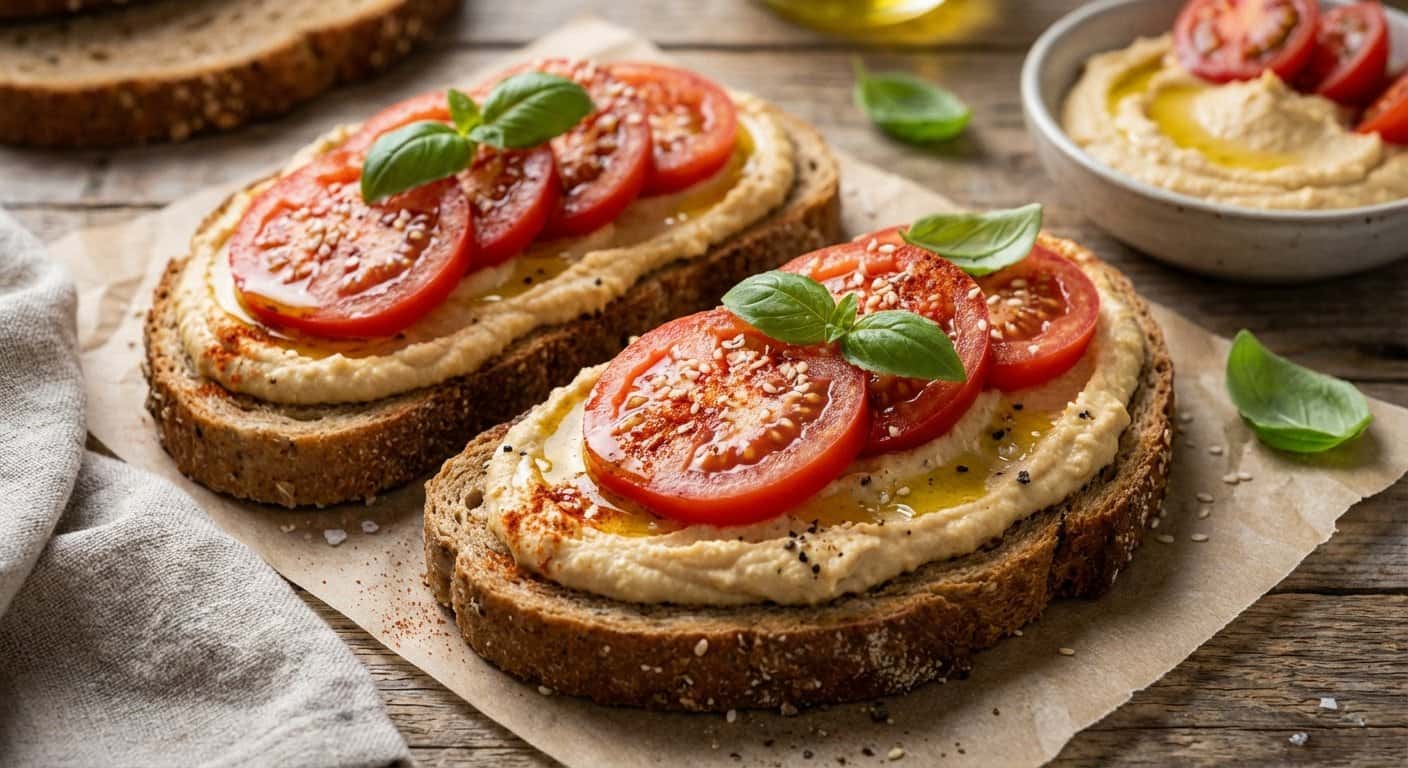 Tostada de Hummus con Tomate