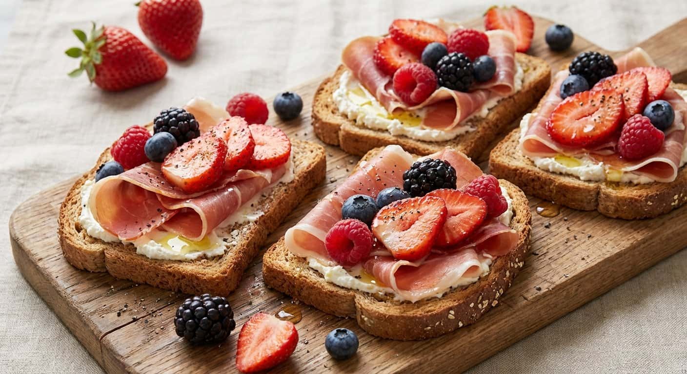 Tostada de Jamón con Frutos Rojos
