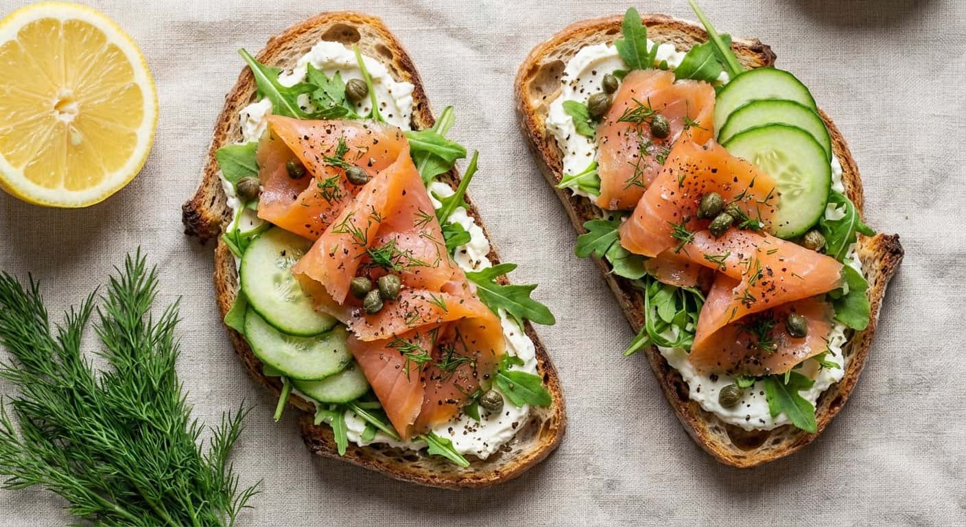 Tostada de salmón con queso fresco